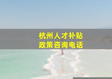 杭州人才补贴政策咨询电话