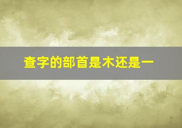 查字的部首是木还是一