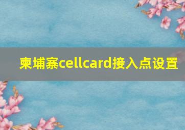 柬埔寨cellcard接入点设置