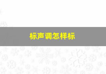 标声调怎样标