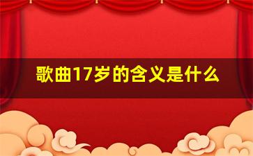 歌曲17岁的含义是什么