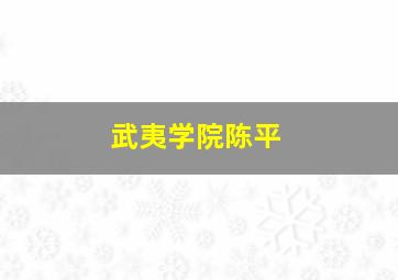 武夷学院陈平