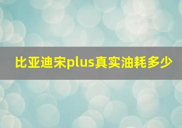 比亚迪宋plus真实油耗多少