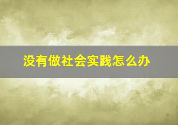 没有做社会实践怎么办