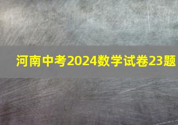 河南中考2024数学试卷23题