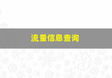 流量信息查询