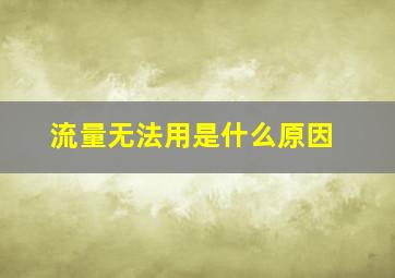 流量无法用是什么原因