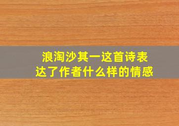 浪淘沙其一这首诗表达了作者什么样的情感