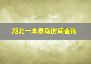 湖北一本录取时间查询