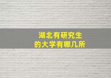 湖北有研究生的大学有哪几所