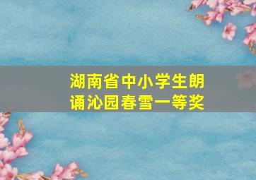 湖南省中小学生朗诵沁园春雪一等奖