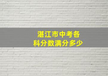 湛江市中考各科分数满分多少