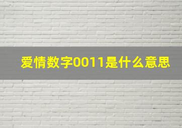 爱情数字0011是什么意思