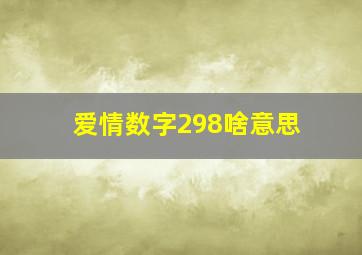 爱情数字298啥意思