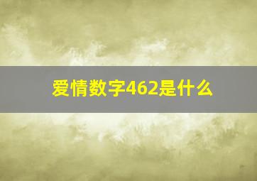 爱情数字462是什么