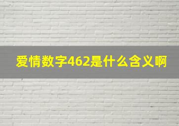 爱情数字462是什么含义啊