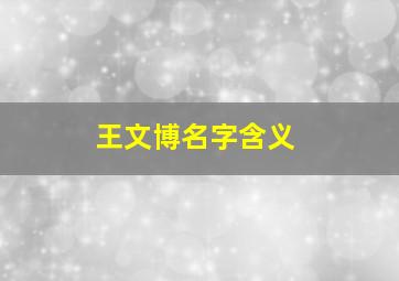 王文博名字含义