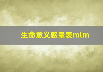 生命意义感量表mlm