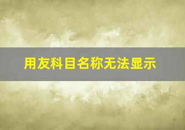 用友科目名称无法显示