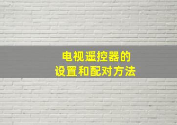 电视遥控器的设置和配对方法