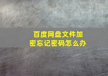 百度网盘文件加密忘记密码怎么办