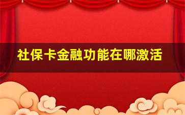 社保卡金融功能在哪激活