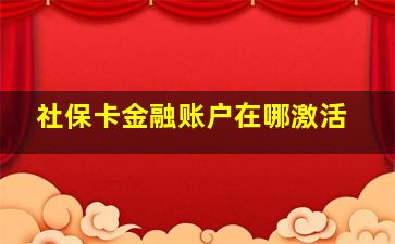 社保卡金融账户在哪激活