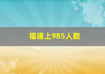 福建上985人数