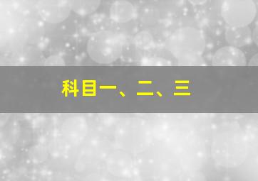 科目一、二、三