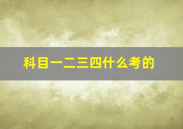 科目一二三四什么考的