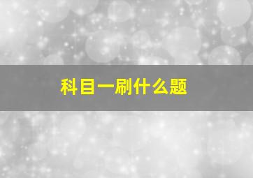 科目一刷什么题