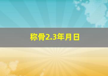 称骨2.3年月日