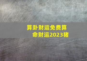 算卦财运免费算命财运2023猪