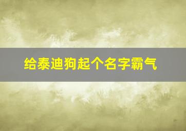 给泰迪狗起个名字霸气