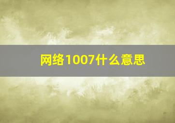 网络1007什么意思