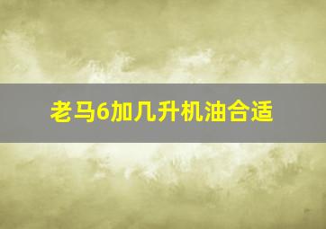 老马6加几升机油合适