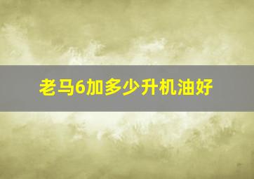 老马6加多少升机油好