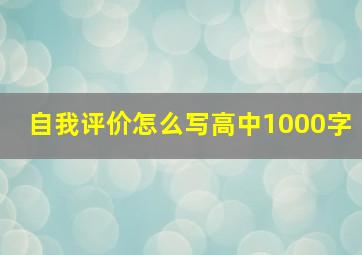 自我评价怎么写高中1000字