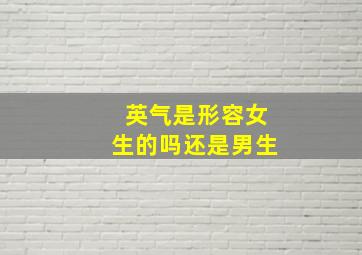 英气是形容女生的吗还是男生