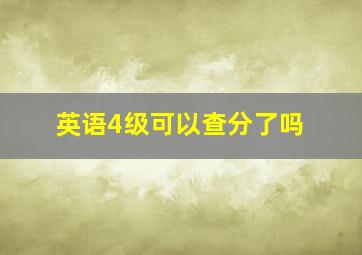 英语4级可以查分了吗