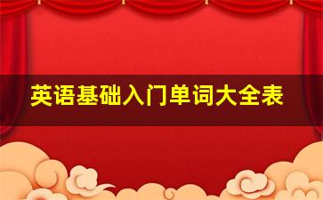 英语基础入门单词大全表