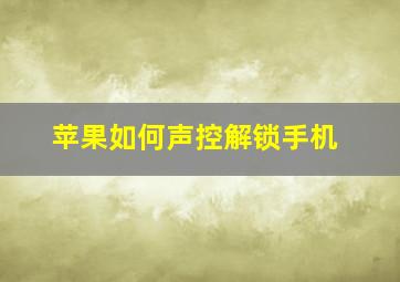 苹果如何声控解锁手机