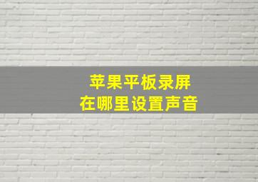 苹果平板录屏在哪里设置声音