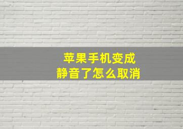 苹果手机变成静音了怎么取消