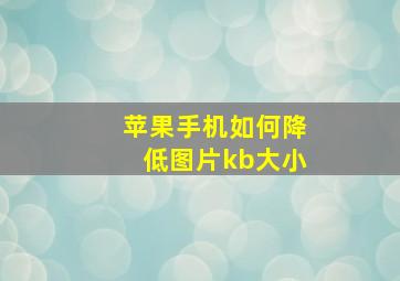 苹果手机如何降低图片kb大小