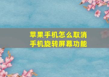 苹果手机怎么取消手机旋转屏幕功能