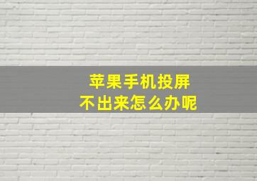 苹果手机投屏不出来怎么办呢