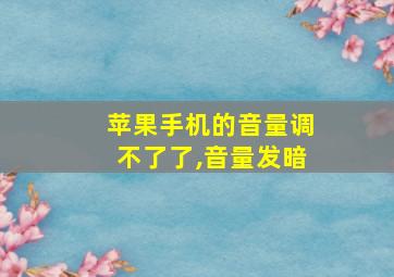 苹果手机的音量调不了了,音量发暗