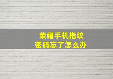 荣耀手机指纹密码忘了怎么办