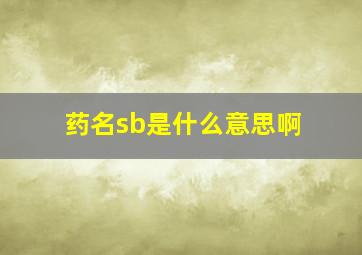 药名sb是什么意思啊